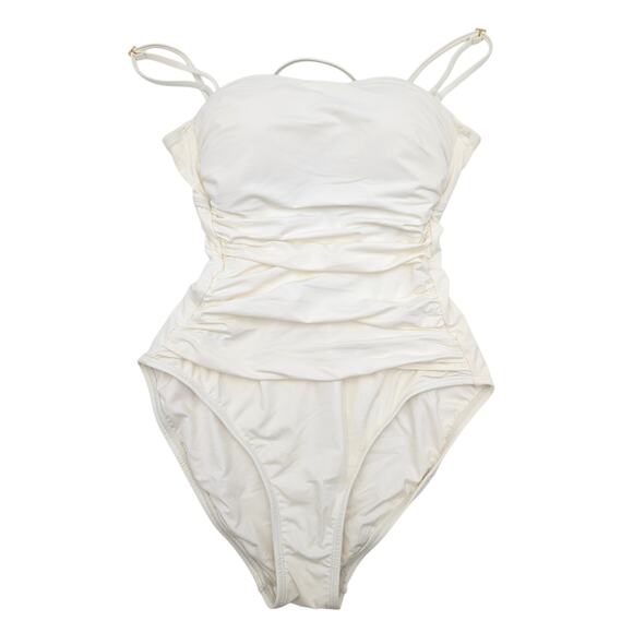 La Blanca Women's Island Goddess Shirred Bandeau One Piece Ivory Size 6 - Picture 9 of 9